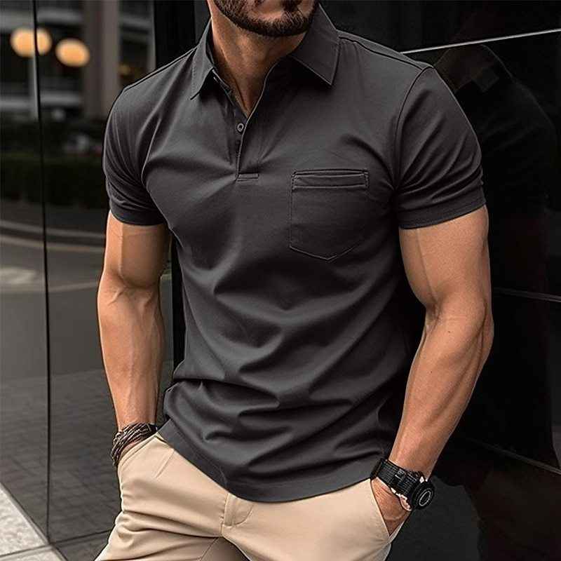 Summer Polo Shirt with Chest Pocket - Men's Summer Polo Shirt for Sports