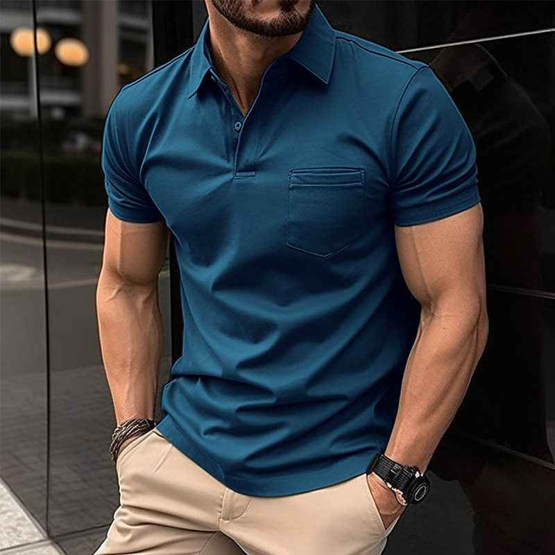 Summer Polo Shirt with Chest Pocket - Men's Summer Polo Shirt for Sports