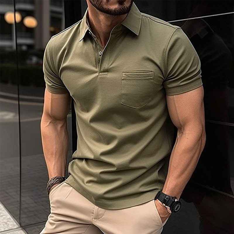 Summer Polo Shirt with Chest Pocket - Men's Summer Polo Shirt for Sports
